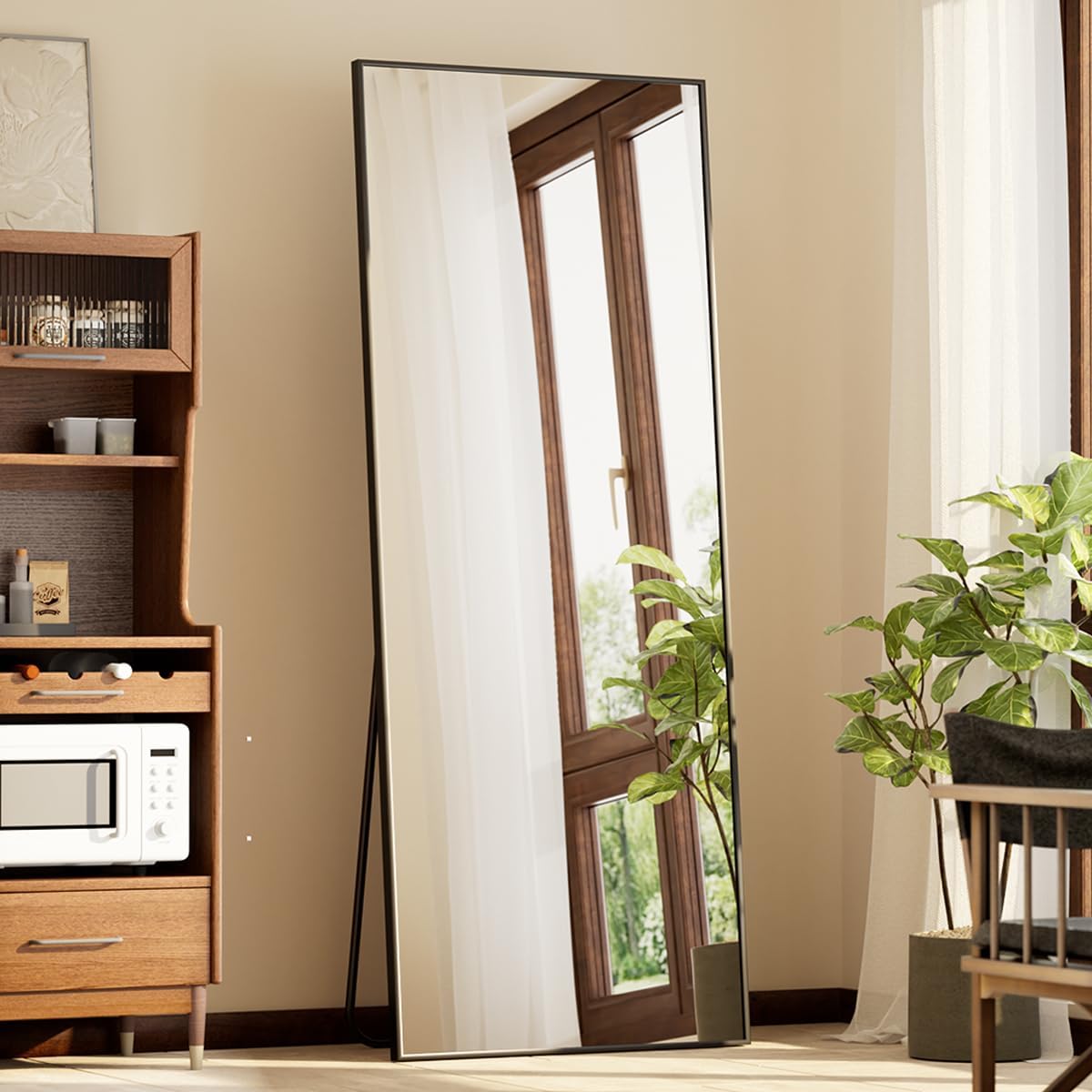 BEAUTYPEAK Full Length Mirror with Stand, 56"x21" Floor Mirror