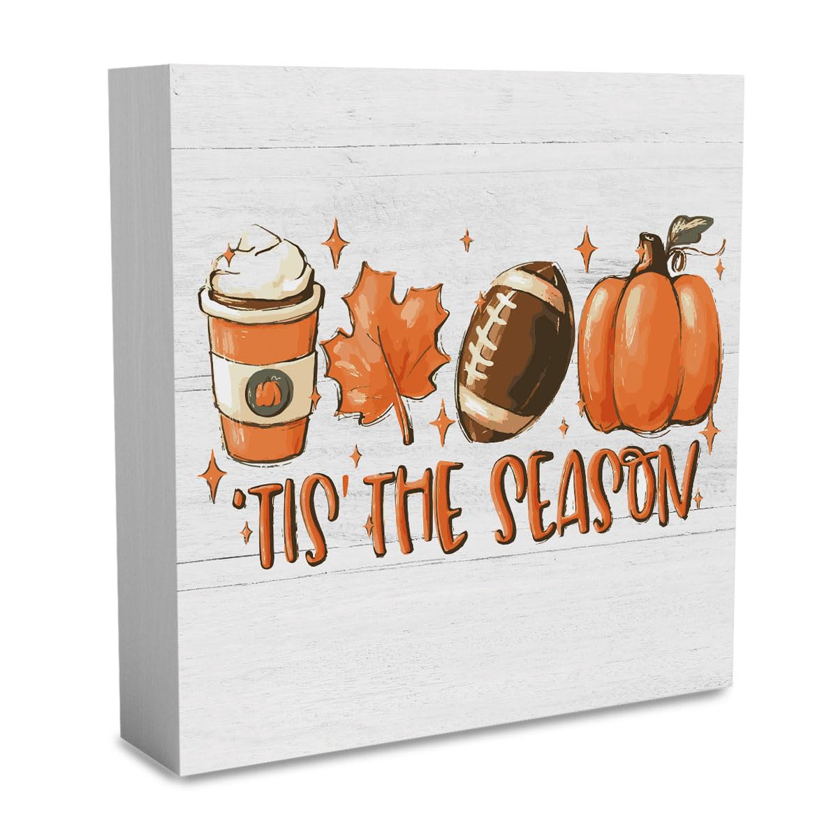 Fall Decorations for Home Fall Decor Rustic Tis' the Season Pumpkin Sign, Autumn Thanksgiving Decor Sign for Home Office Bathroom Kitchen Bedroom Room Mantel Tiered Tray Decoration 5 x 5 Inches