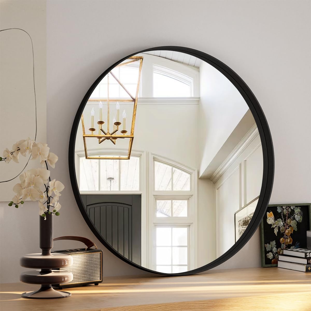 VooBang Bathroom Mirror 30"x48", Black Gorgeous Deep Frame Wall Mirror