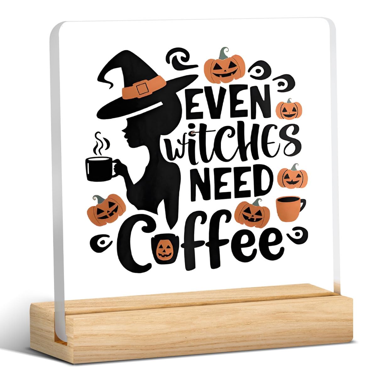 Cute Halloween Decor Indoor Ghost Hocus Pocus I Need Coffee to Focus Sign