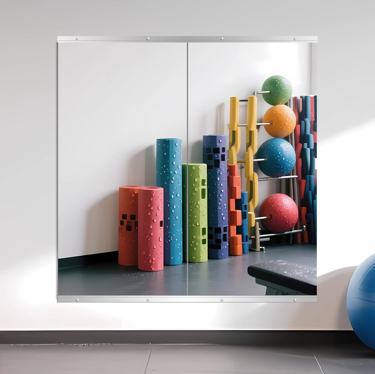 Home Gym Mirror Tiles, 12" x 12" x 12PCS Wall Mirror Tiles Frameless Glass