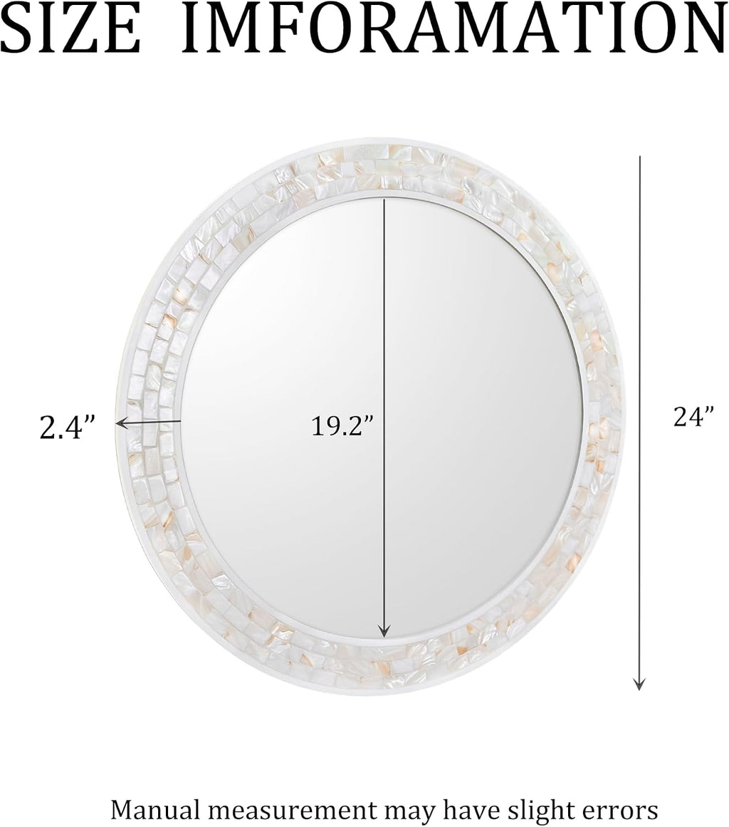 24 Inch Round Mirrors with Mosaic Frame for Wall