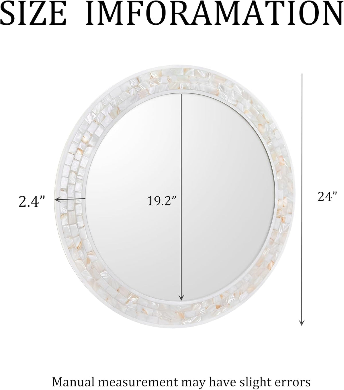 24 Inch Round Mirrors with Mosaic Frame for Wall