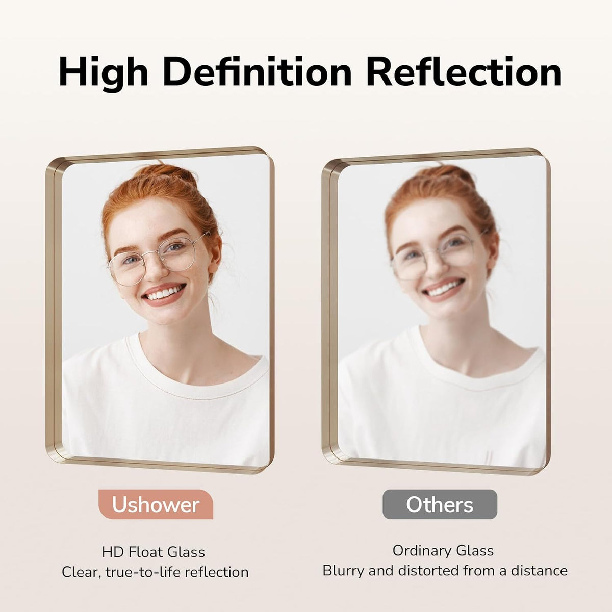 USHOWER Gold Bathroom Mirrors for Over Sink 24"x36" 2 Pack