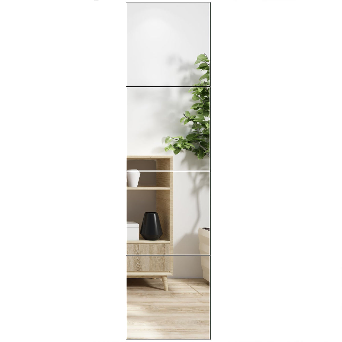 Home Gym Mirror Tiles, 12" x 12" x 12PCS Wall Mirror Tiles Frameless Glass