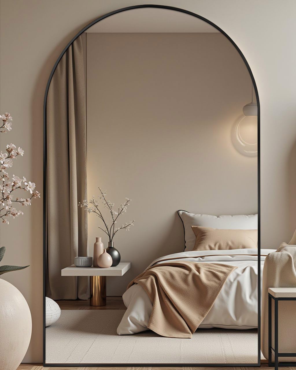 DMWOODFL 81"x41" Arched Full Length Mirror - Extra Large Floor Standing/Wall Mounted Mirror with Stand, Shatter-Resistant Gold Aluminum Frame for Bedroom, Living Room & Dressing Area