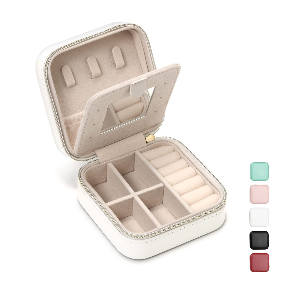 TRODANCE Mini Jewelry Travel Case, Small Portable Jewellry Organizer Box Portable Display Storage Box for Rings Earrings Necklaces, Gifts for Girl, Women, Wedding, Birthday, Mom, Mother's Day (Blue)