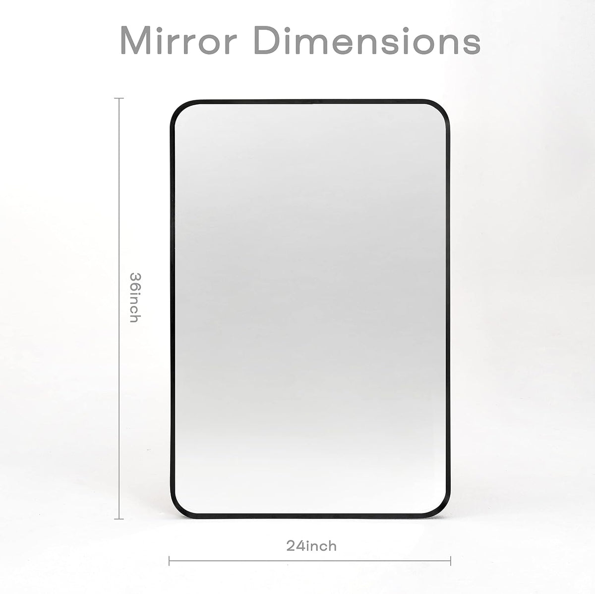 Wall Mount Mirror for Bathroom, Black Metal Framed, 24" x 36"