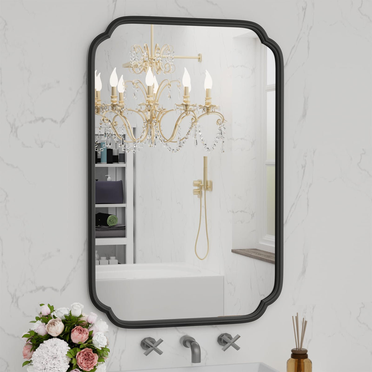 Ferytange 48"x16" Gold Door Mirror Full Length Over The Door with Non-Rusting Metal Frame, Modern Full Body Mirror Bedroom Closet Bathroom