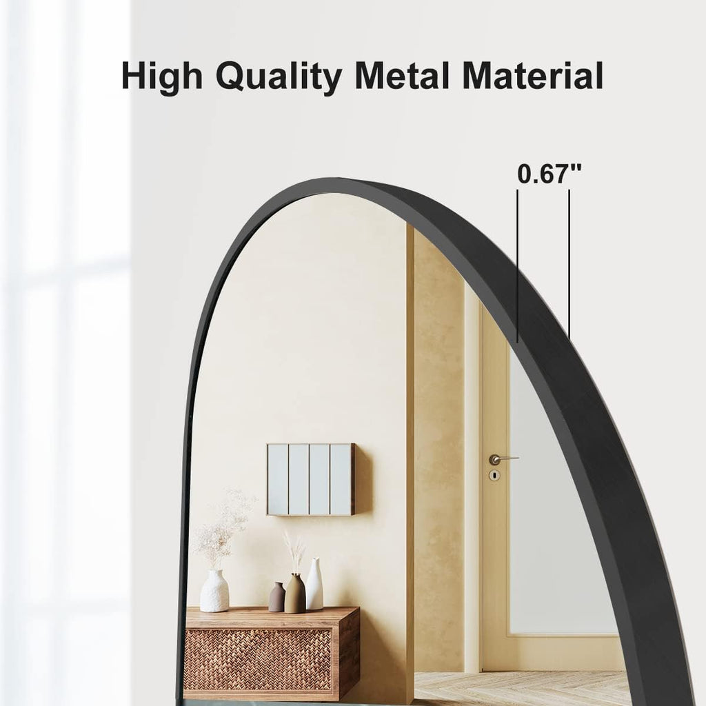 OGCAU 48" x 16" Full Length Mirror Wall Mounted Hanging Mirror, Oval Black