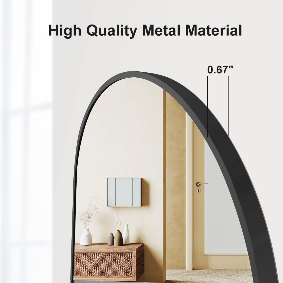 OGCAU 48" x 16" Full Length Mirror Wall Mounted Hanging Mirror, Oval Black