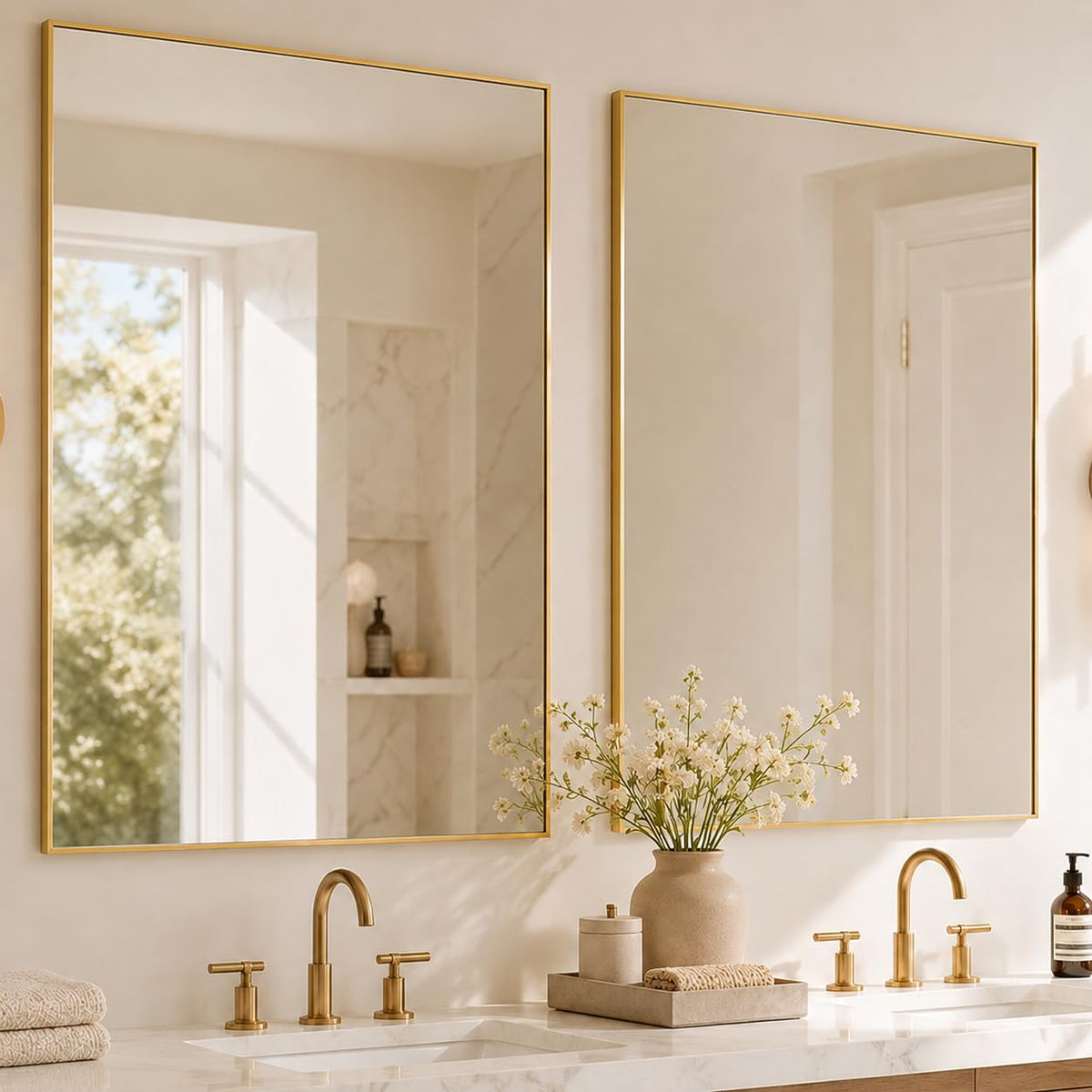 2-Pack 24"x36" Matte Black Framed Bathroom Vanity Wall Mirrors