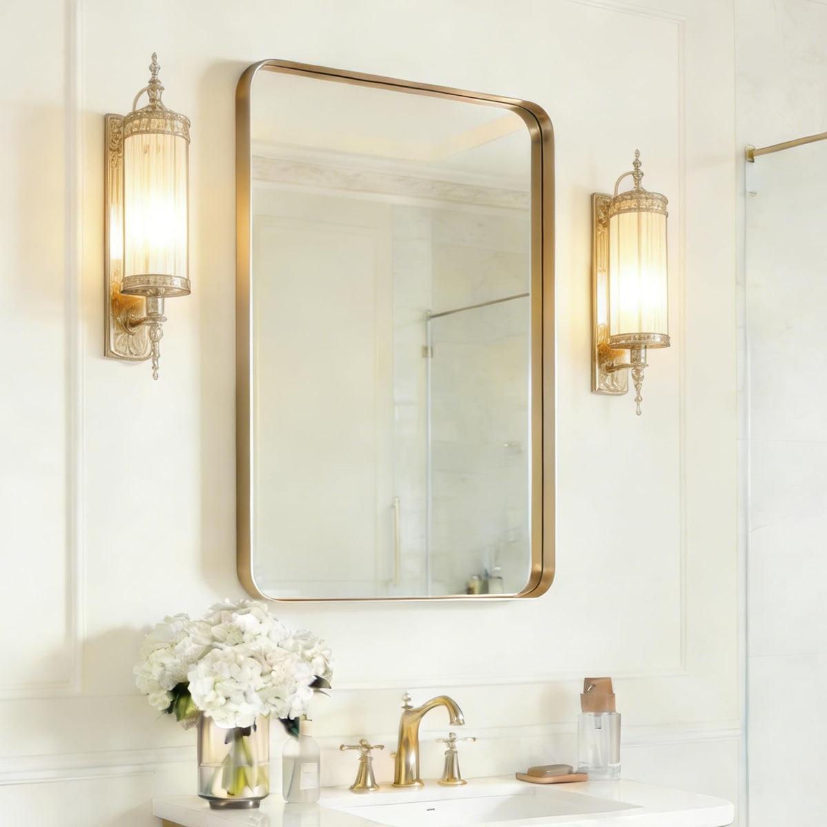 USHOWER Gold Bathroom Mirrors for Over Sink 24"x36" 2 Pack