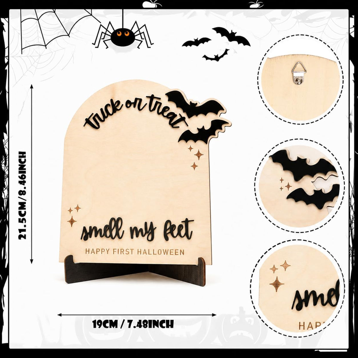 My First Halloween, Halloween Baby Footprint Wooden Sign, Trick or Treat Smell My Feet Keepsake, Newborn Fall Decoration, DIY Painting Craft for First Year Memory Display
