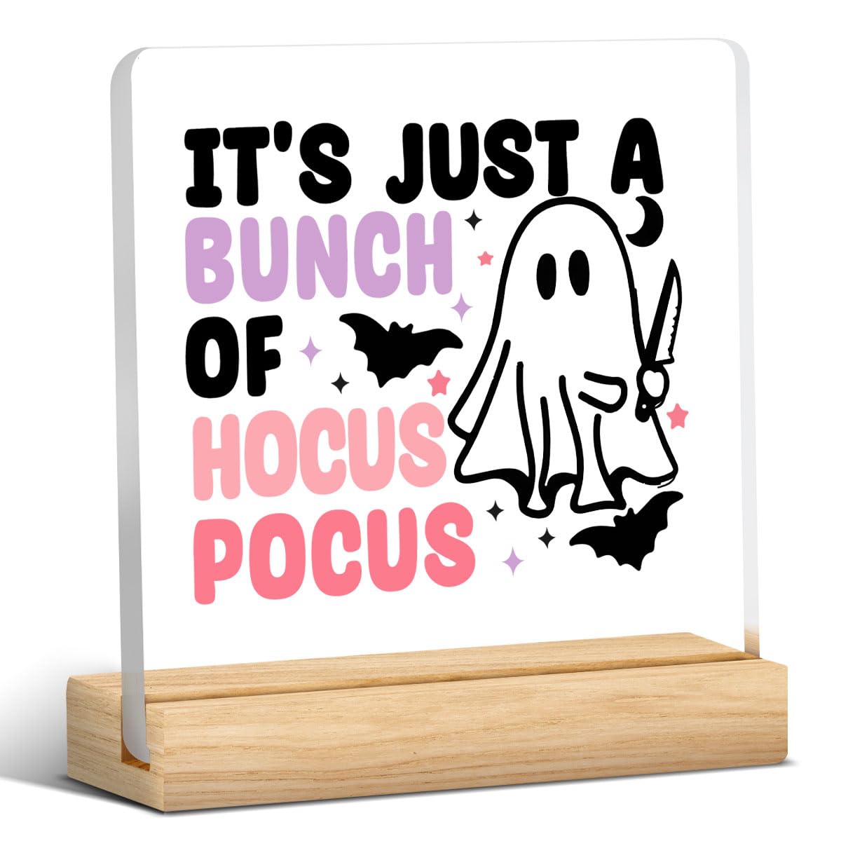 Cute Halloween Decor Indoor Ghost Hocus Pocus I Need Coffee to Focus Sign