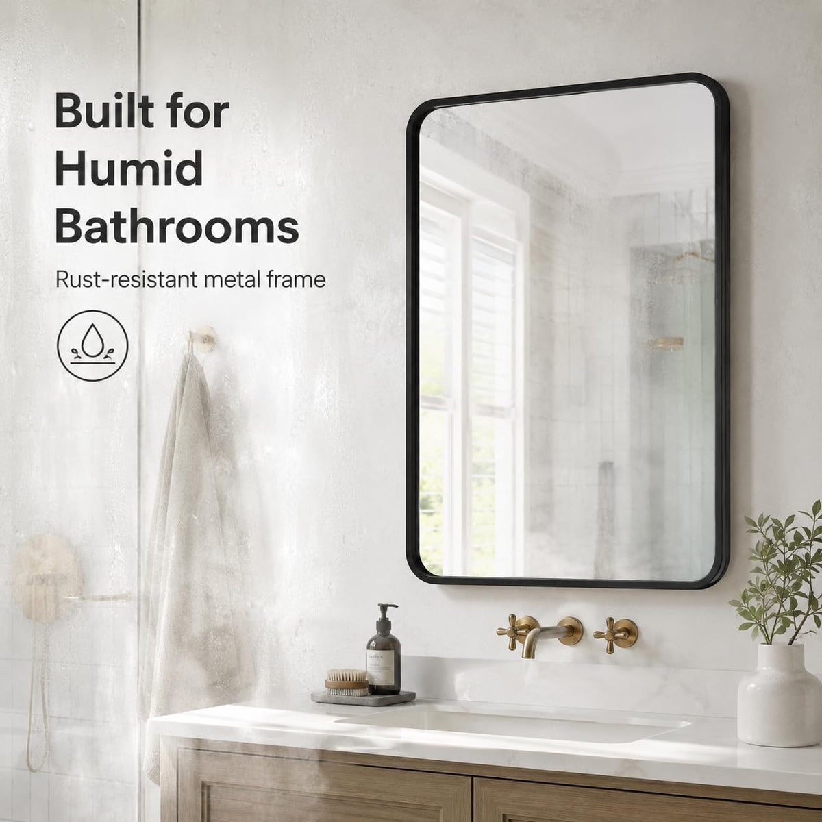 USHOWER 2-Pack Black Bathroom Mirrors for Over Sink 24 x 36 Inch