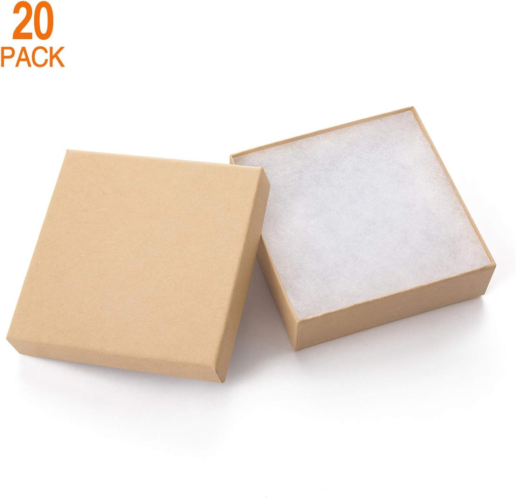 GEFTOL Jewelry Gift Boxes 20 Pack 3.5x3.5x1 Inch Cardboard Jewelry Boxes,Small Gift Boxes for Jewelry Earrings Necklaces Handmade Bangles Bracelets(Brown)