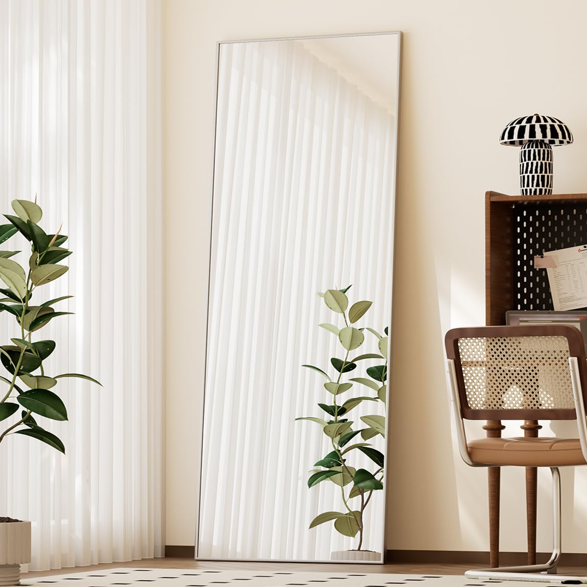 BEAUTYPEAK Full Length Mirror with Stand, 56"x21" Floor Mirror