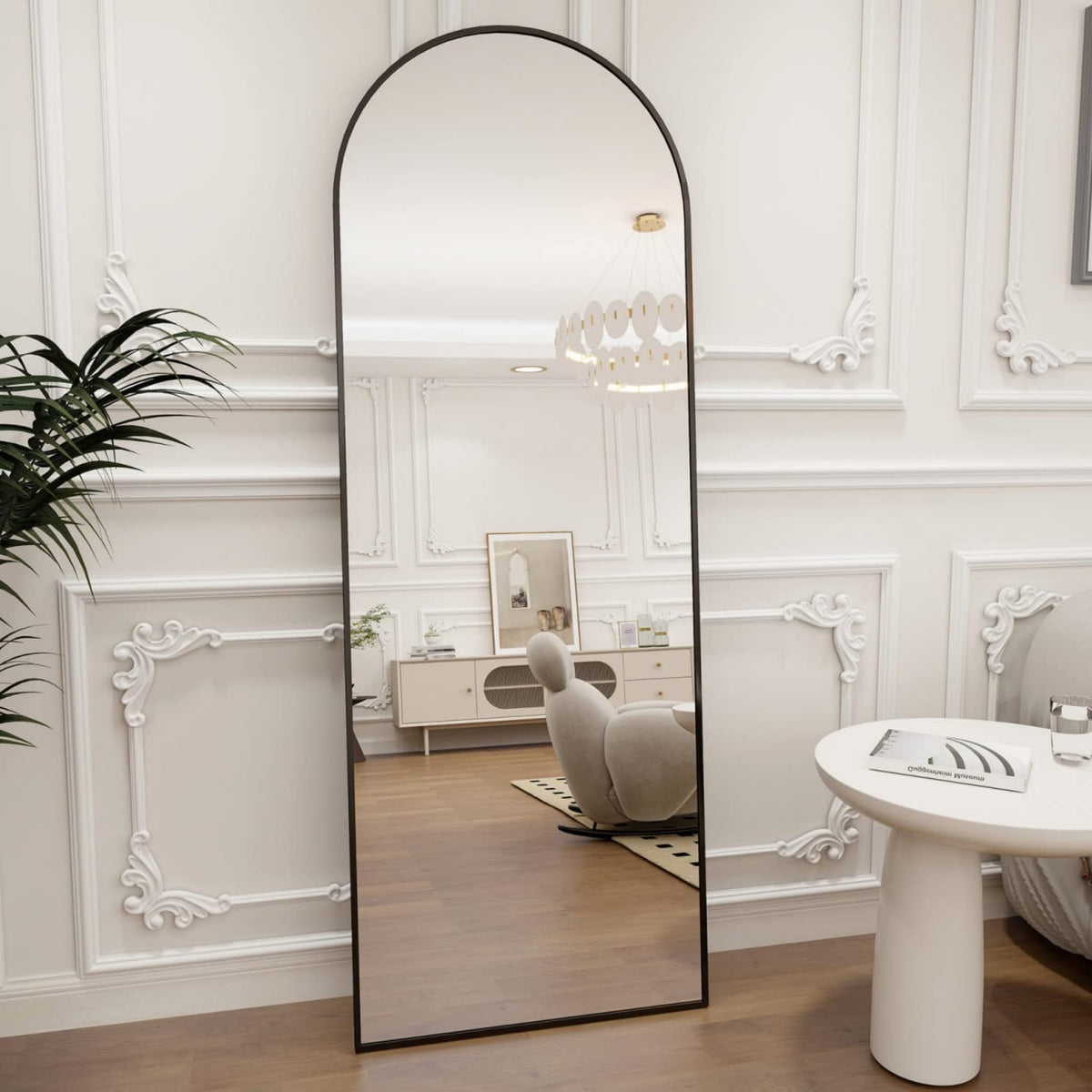 Koonmi 71x30 Arched Full Length Mirror, Floor Mirror with Stand