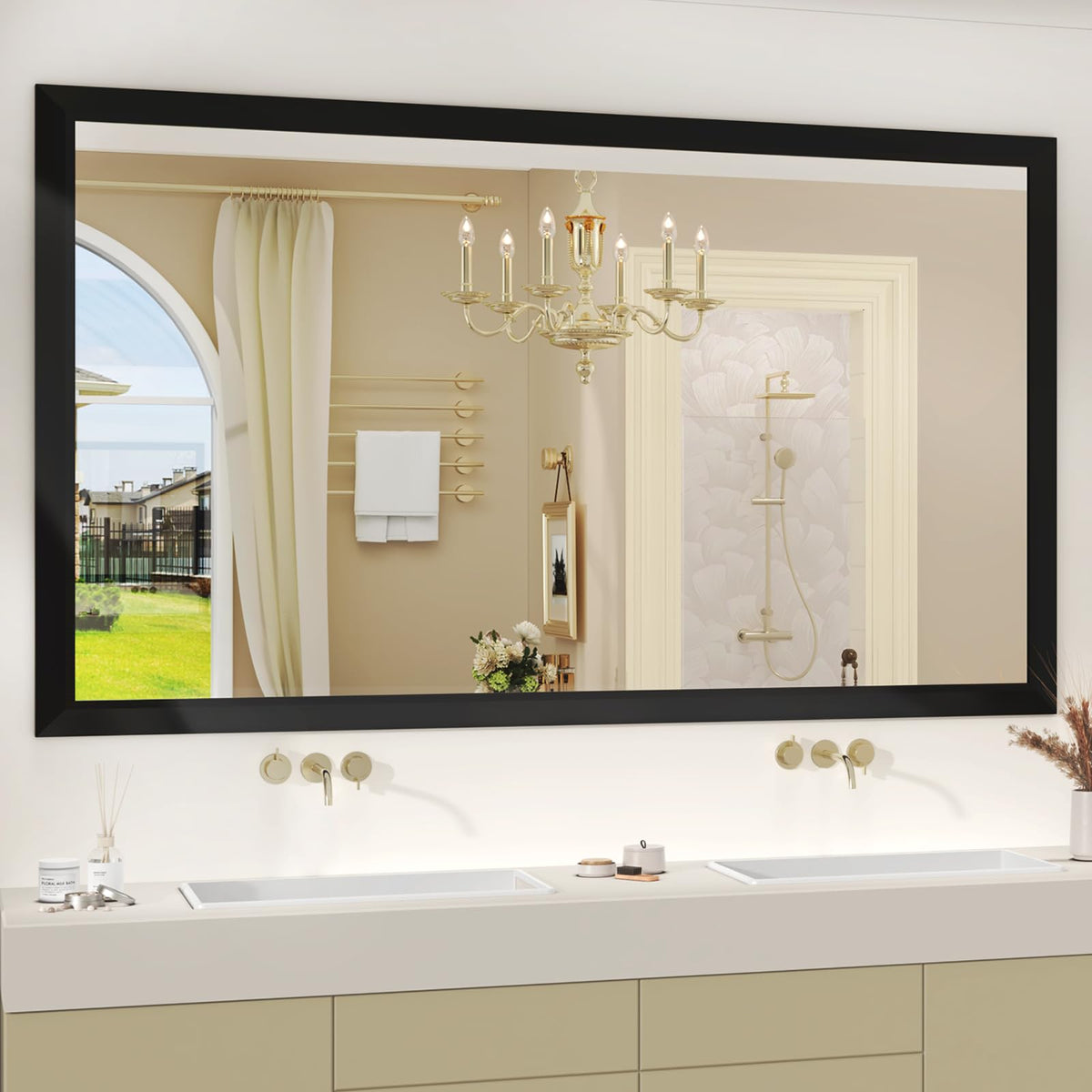 SMIROR 24x36 Matte Black Bathroom Vanity Mirror for Over Sink