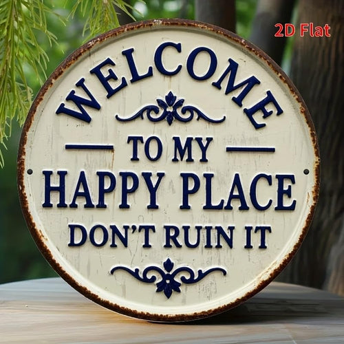 1PC Rustic Metal Welcome Sign Vintage Iron 7.8x7.8 Inch with Floral Accents Indoor Outdoor Metal Wall Art for Home, Porch, Garden, A