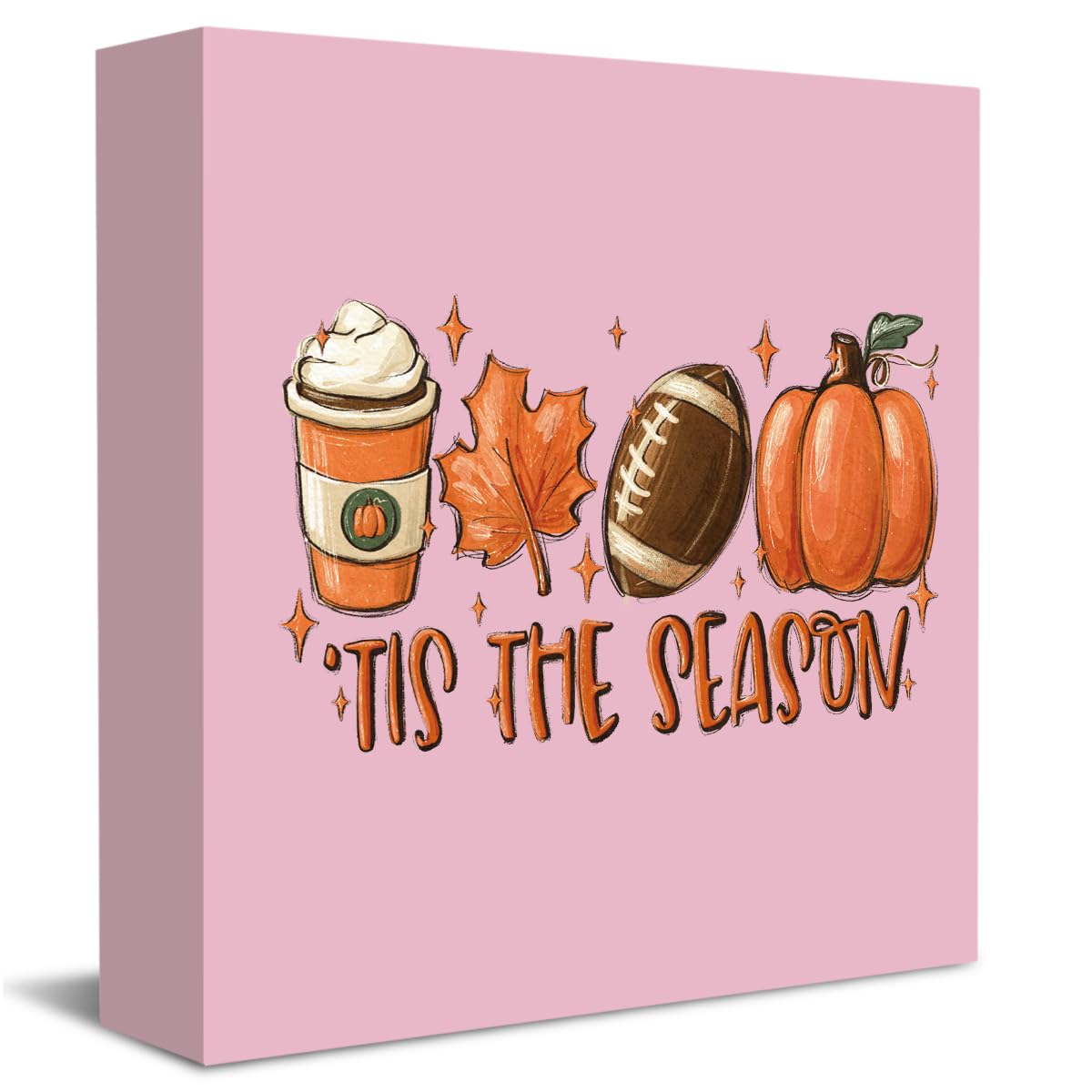 Fall Decorations for Home Fall Decor Rustic Tis' the Season Pumpkin Sign, Autumn Thanksgiving Decor Sign for Home Office Bathroom Kitchen Bedroom Room Mantel Tiered Tray Decoration 5 x 5 Inches