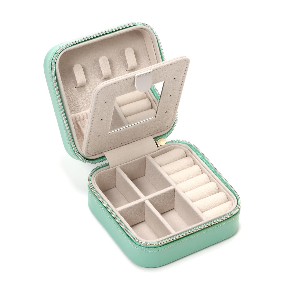 TRODANCE Mini Jewelry Travel Case, Small Portable Jewellry Organizer Box Portable Display Storage Box for Rings Earrings Necklaces, Gifts for Girl, Women, Wedding, Birthday, Mom, Mother's Day (Blue)