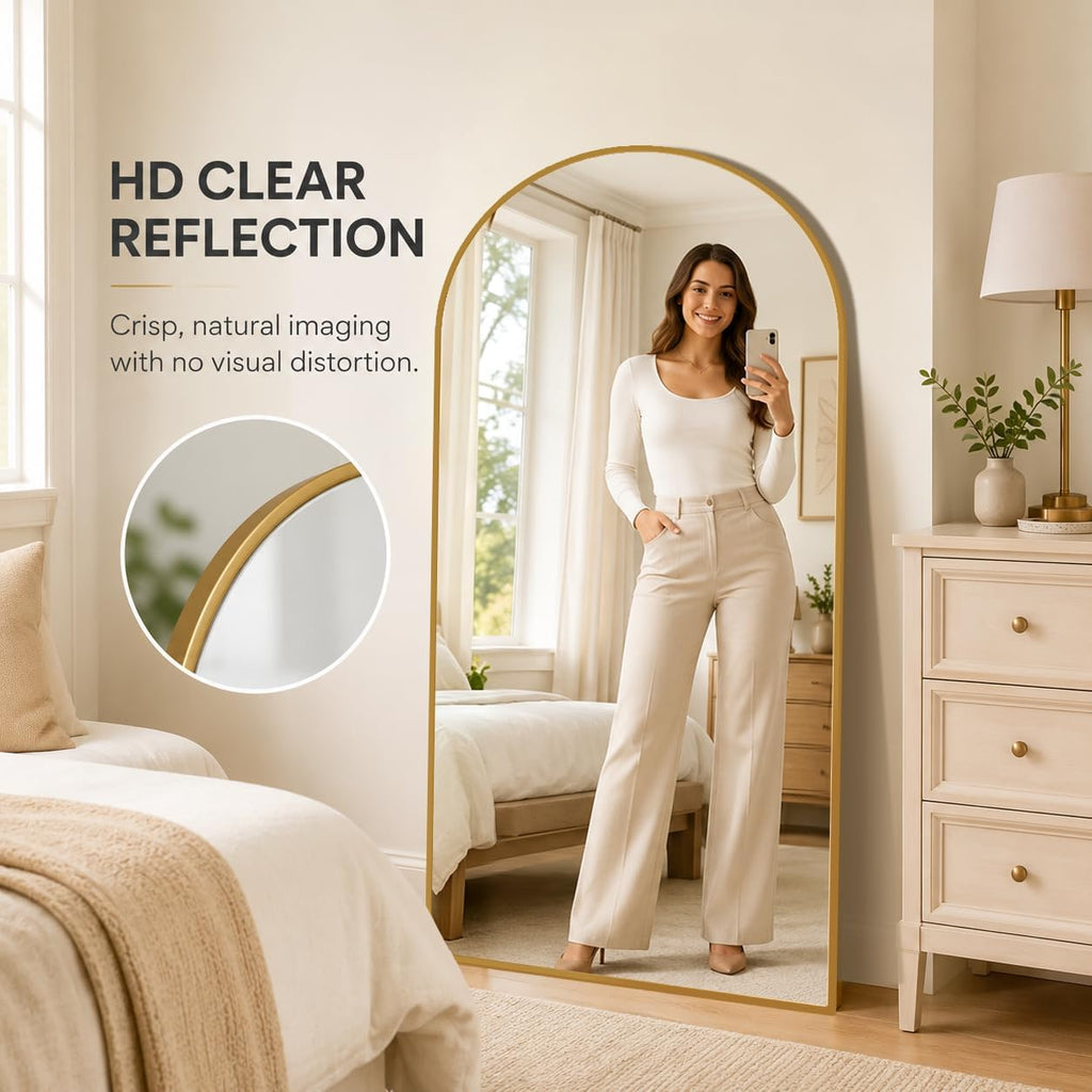 81"×41" Floor Mirror Full Length Arched Full Length Mirror Gold