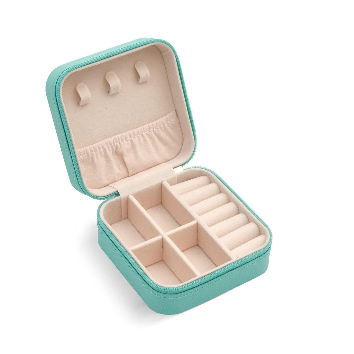 TRODANCE Mini Jewelry Travel Case, Small Portable Jewellry Organizer Box Portable Display Storage Box for Rings Earrings Necklaces, Gifts for Girl, Women, Wedding, Birthday, Mom, Mother's Day (Blue)