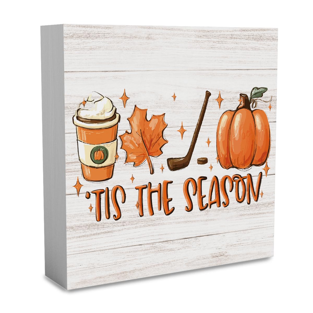 Fall Decorations for Home Fall Decor Rustic Tis' the Season Pumpkin Sign, Autumn Thanksgiving Decor Sign for Home Office Bathroom Kitchen Bedroom Room Mantel Tiered Tray Decoration 5 x 5 Inches