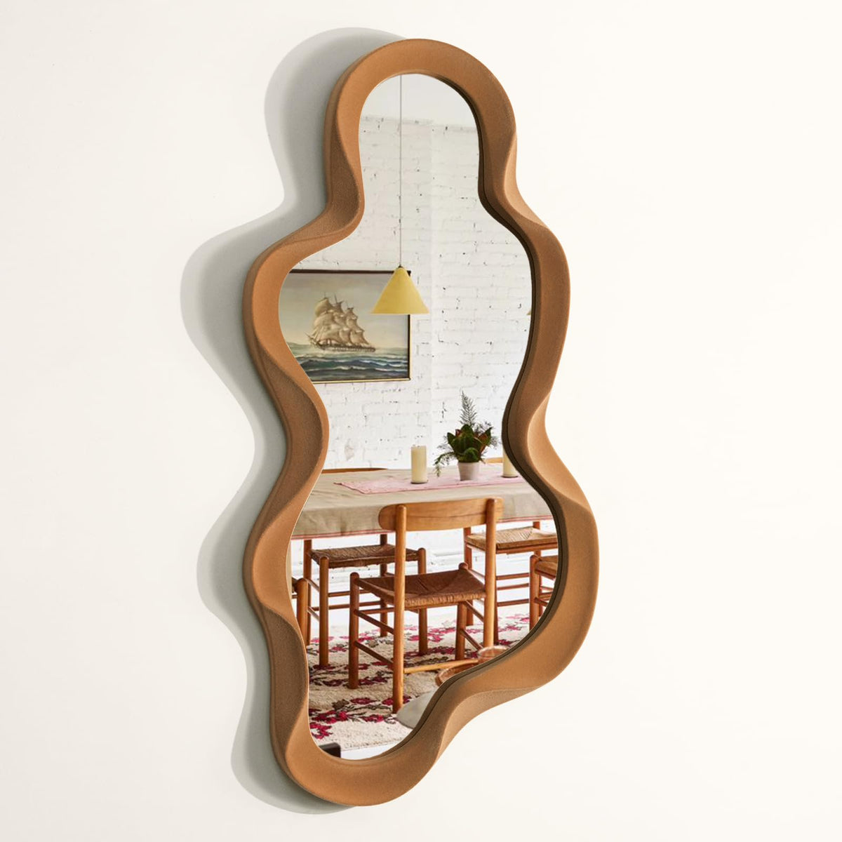 Emerald Green Wavy Wall Mirror Decor for Hallway Entryway, Irregular Cloud-Shaped Small Decorative Mirrors for Home Office Living Room, Modern Hanging Wall Art for Christmas Wedding Gift