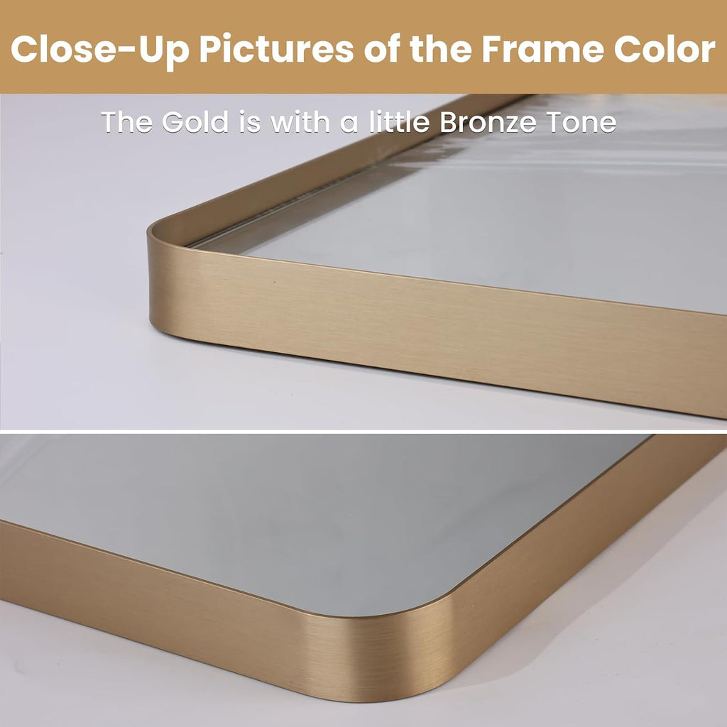 LOAAO 30"X36" Gold Bathroom Mirror
