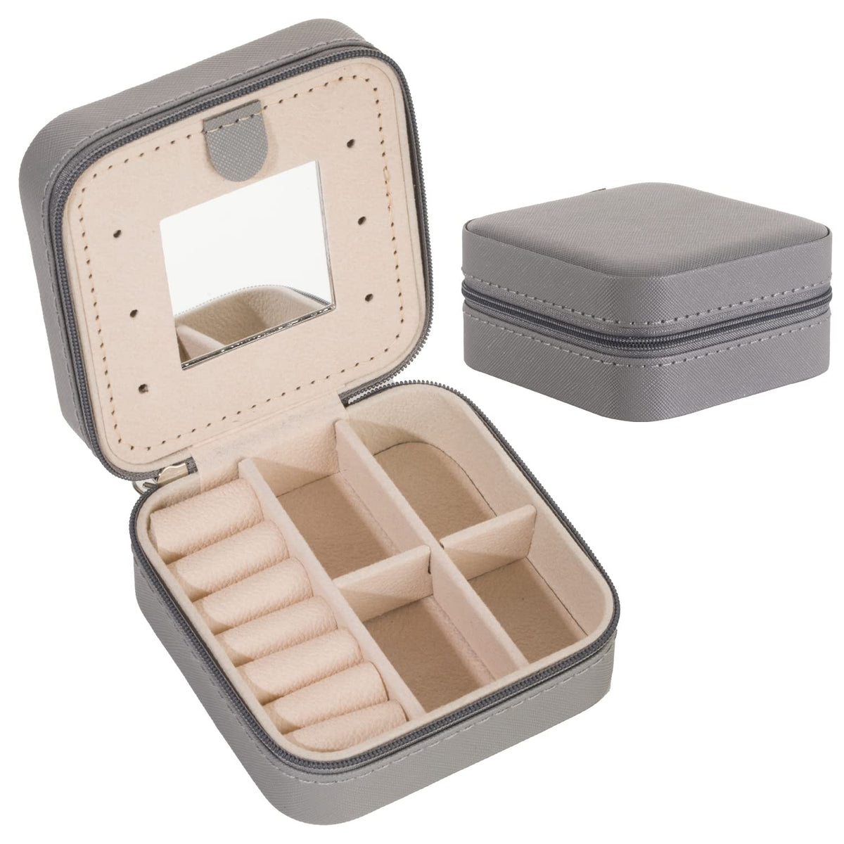 KElofoN Travel jewelry case Travel jewelry box Travel Jewelry Organizer Small box Gift for Girls Women with Mirror(Pink)