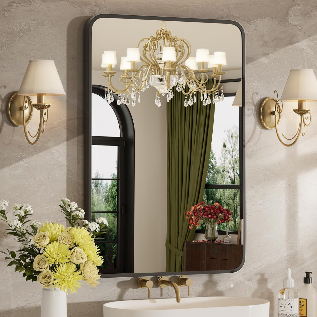 24"x36" Bathroom Mirror for Over Sink, Brushed Nickel Vanity Mirror