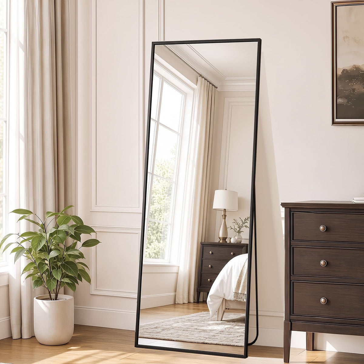 DUMOS 65"x24" Arched Full Length Mirror with Stand, Full Body Floor Mirror