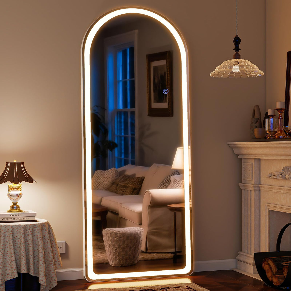 VooBang 56"x21" LED Arched Mirror Full Length with Dimmable Lights