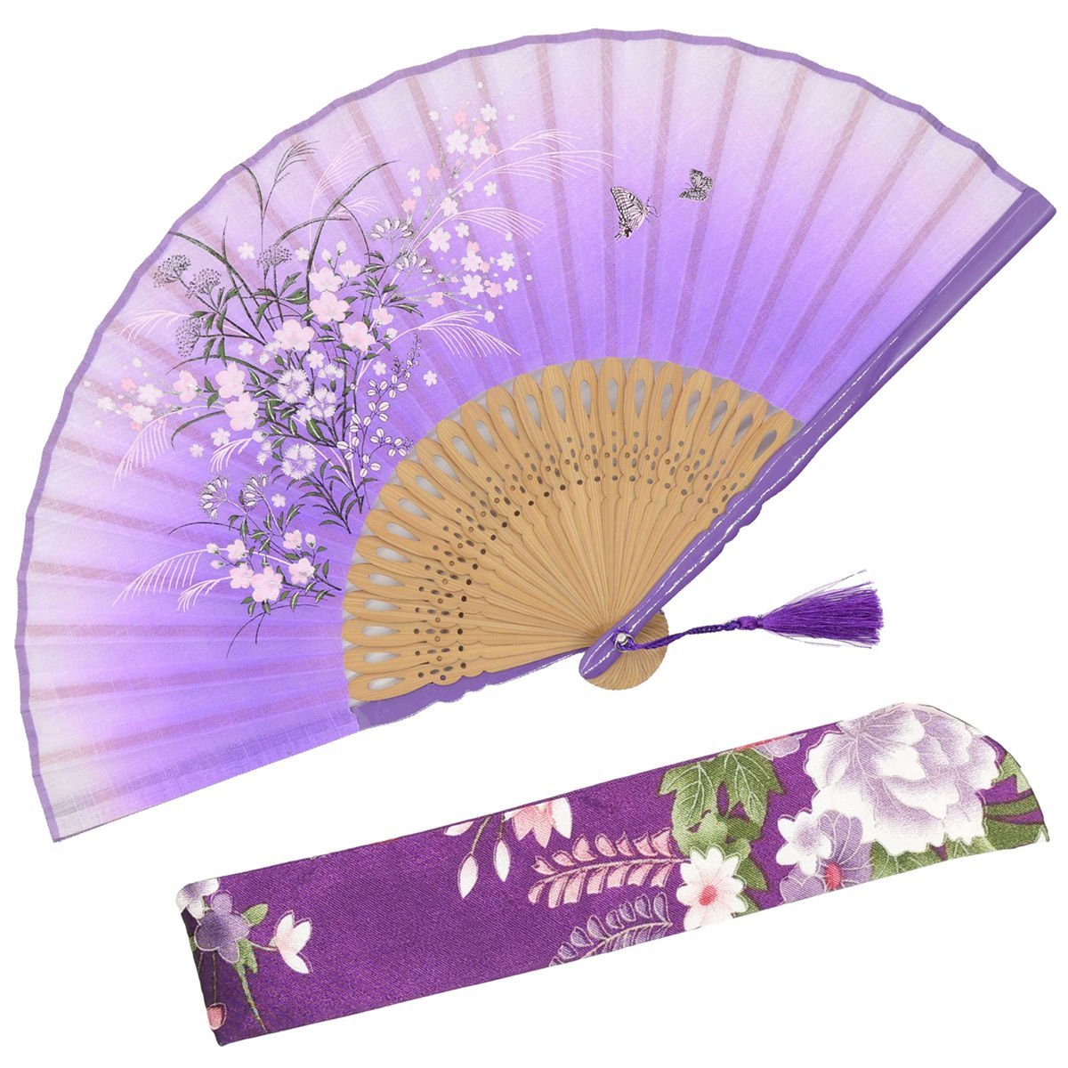 OMyTea Hand Fan Foldable for Women, Japanese Chinese Fan, Solid Black