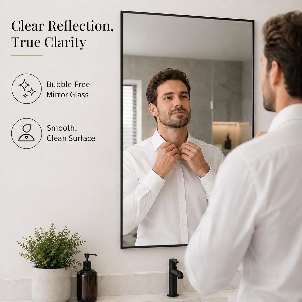 2-Pack 24"x36" Matte Black Framed Bathroom Vanity Wall Mirrors