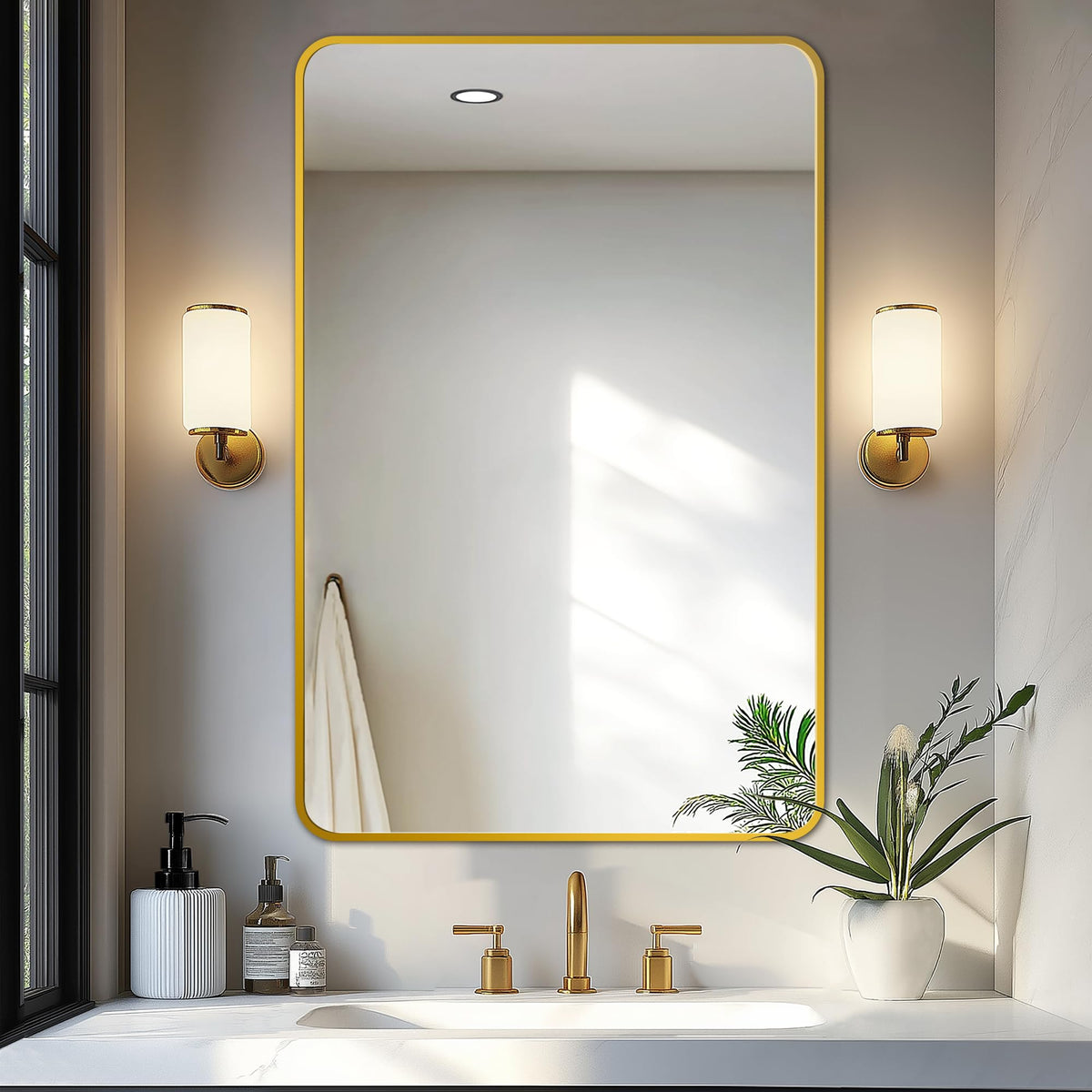 Delma Bathroom Vanity Mirror, Black Framed Mirror for Over Sink, 36x30