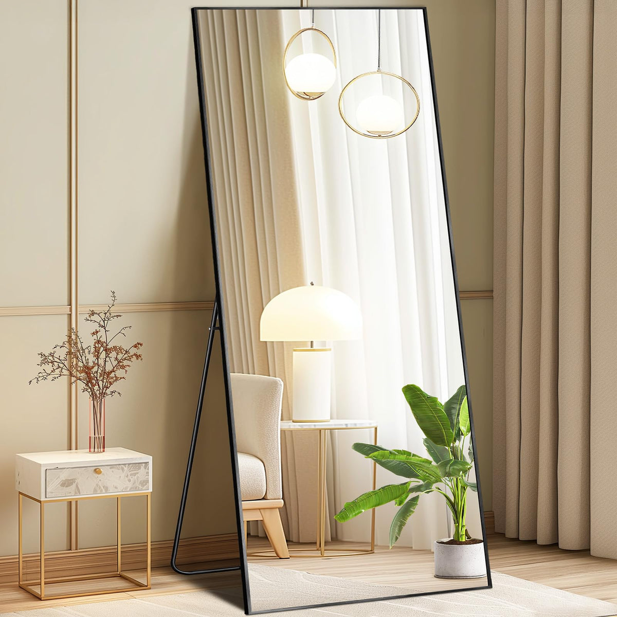 DUMOS Arched Mirror Full Length Floor, 59x16 Inch Full Body Standing Mirror