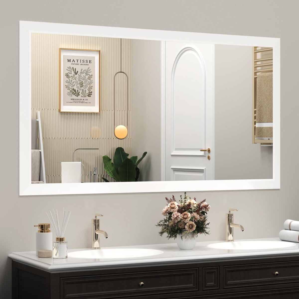SMIROR 24x36 Matte Black Bathroom Vanity Mirror for Over Sink