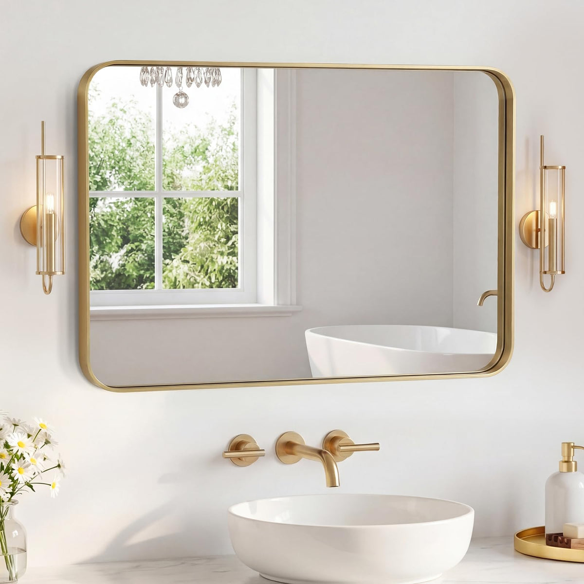 NEWBULIG 36 Inch Round Bathroom Mirror, Wall Mount Vanity Mirror