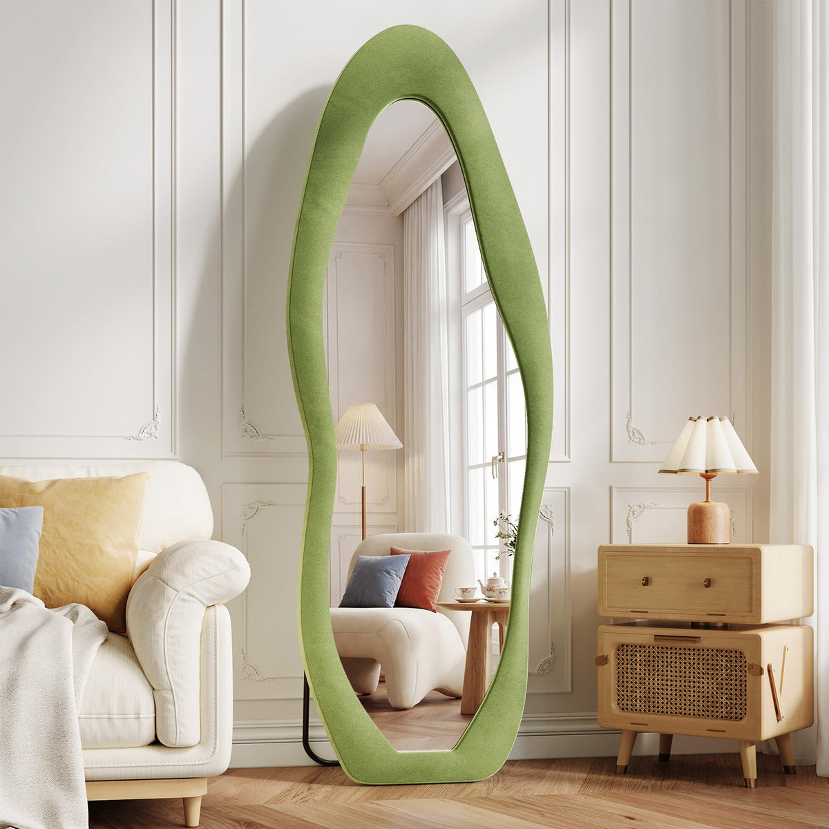 Koonmi 71“x32” Wavy Mirror Full Length, Flannel Full Body Mirror