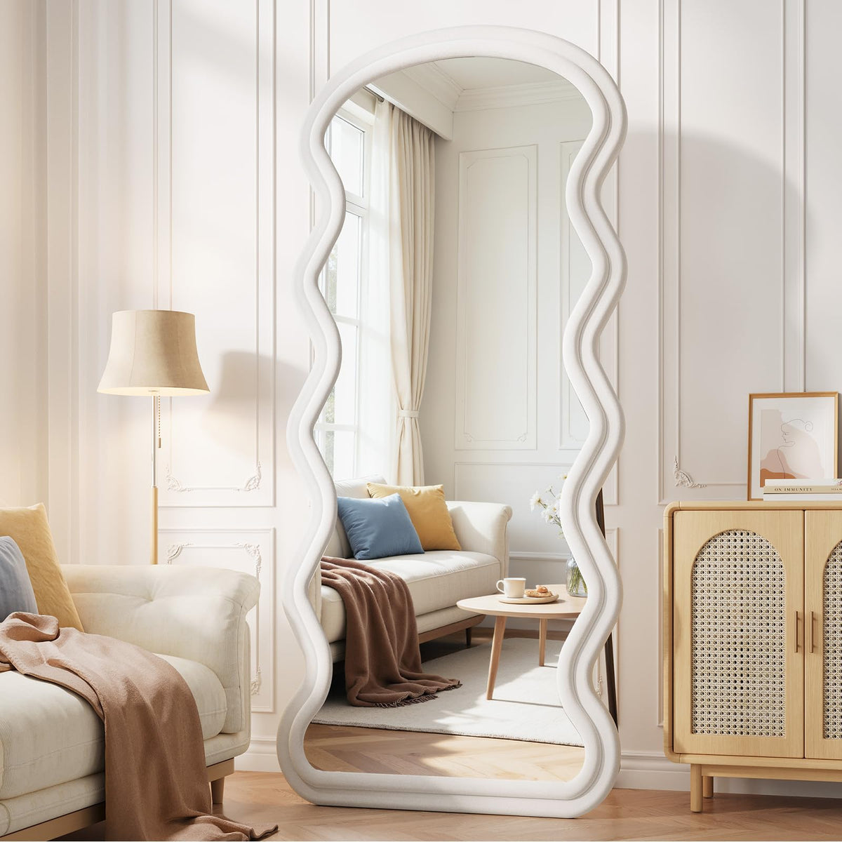 Koonmi 71“x32” Wavy Mirror Full Length, Flannel Full Body Mirror
