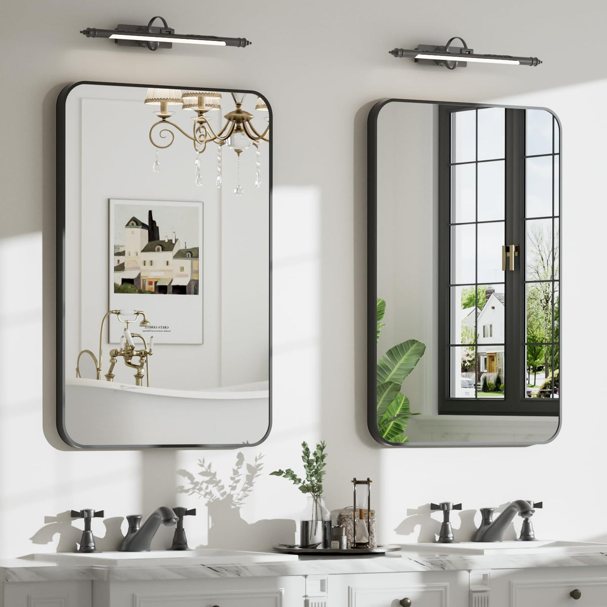 24"x36" Bathroom Mirror for Over Sink, Brushed Nickel Vanity Mirror