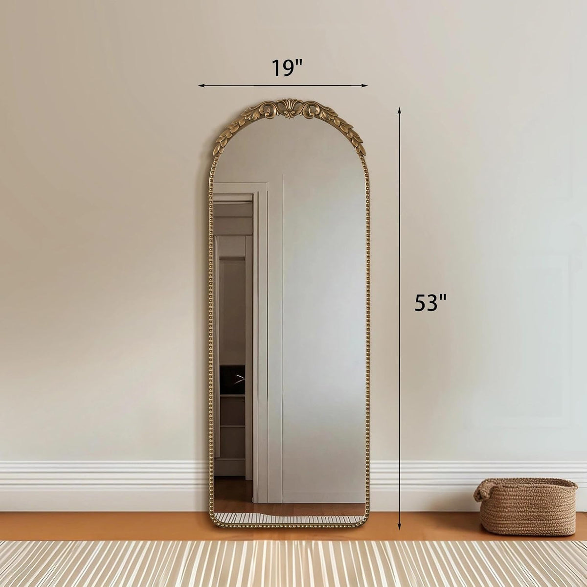 Besdomus Gold Full Length Mirror: 19"x53" Vintage Ornate Floor Mirror