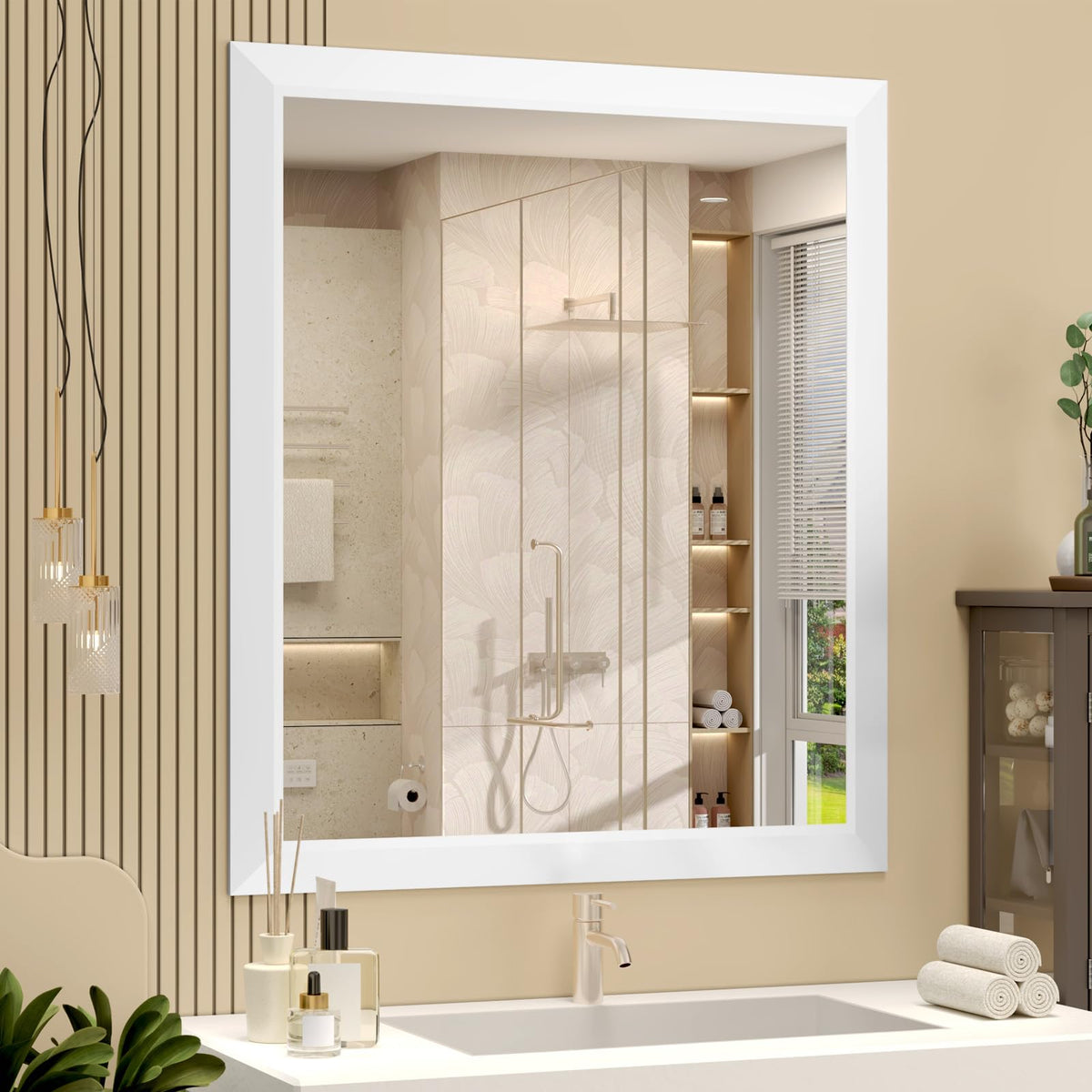 SMIROR 24x36 Matte Black Bathroom Vanity Mirror for Over Sink