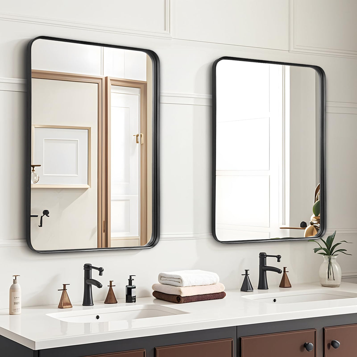 Black Bathroom Vanity Mirror Over Sink 2 Pack, 24x36 Large Wall Mirror