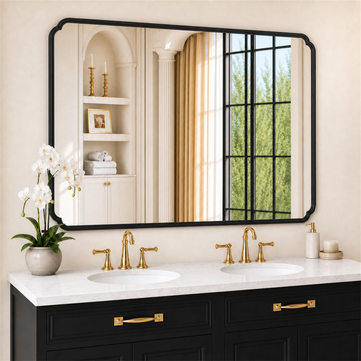 Ferytange 48"x16" Gold Door Mirror Full Length Over The Door with Non-Rusting Metal Frame, Modern Full Body Mirror Bedroom Closet Bathroom
