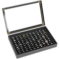 KUKUVR 100 Slots Ring Earring Holder Display Case (Black)